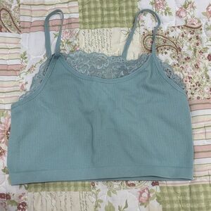 Bozzolo Teal Ribbed Crop Top